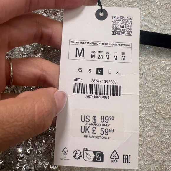 Zara Sparkle Sequin Shoulder Pads  Dress ZW COLLECTION - Picture 13 of 16